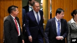 Ngoại trưởng Nga Lavrov họp ở trụ sở Liên Hiệp Quốc, 20/9/2023. 