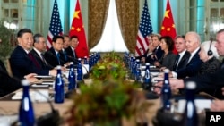 Tổng thống Joe Biden gặp Chủ tịch Trung Quốc Tập Cận Bình tại Filoli Estate ở Woodside, California, ngày 15 tháng 11 năm 2023, bên lề diễn đàn Hợp tác kinh tế châu Á-Thái Bình Dương.