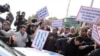 فلسطین میں بان کی مون کی آمد پر مظاہرہ